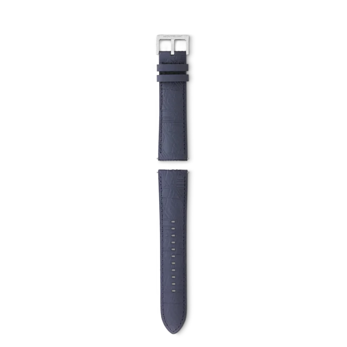 Blå kalveskindrem med grå spænde