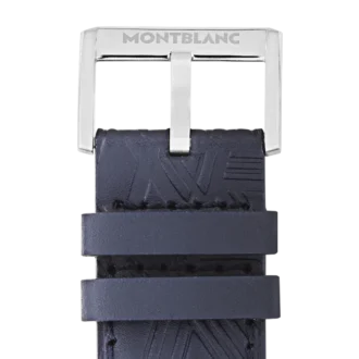 Blå kalveskindrem med grå spænde