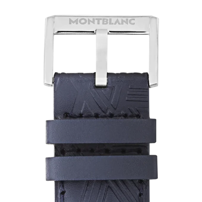 Blå kalveskindrem med grå spænde