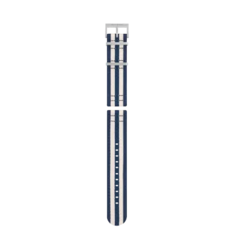 Blå og hvid nylonrem