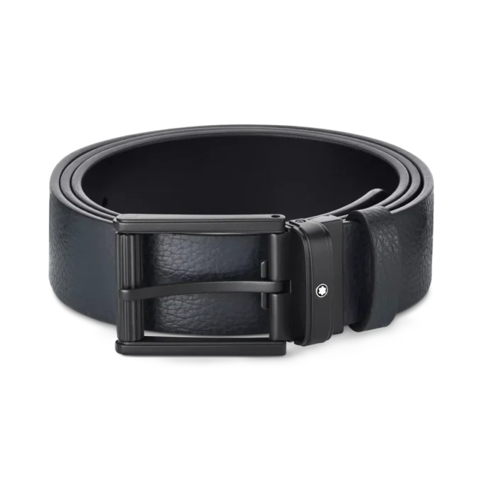 Blå/sort 35 mm vendbart læderbælte