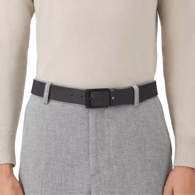 Blå/sort 35 mm vendbart læderbælte