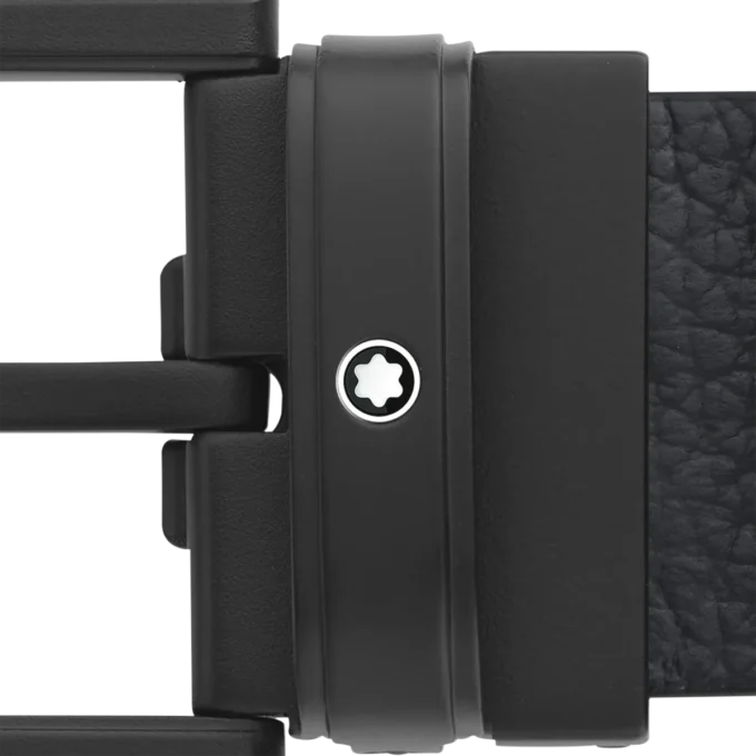 Blå/sort 35 mm vendbart læderbælte