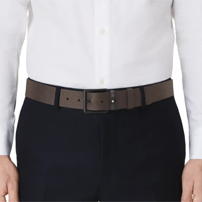 Brun/sort 35 mm vendbart læderbælte Brun/sort 35 mm vendbart læderbælte