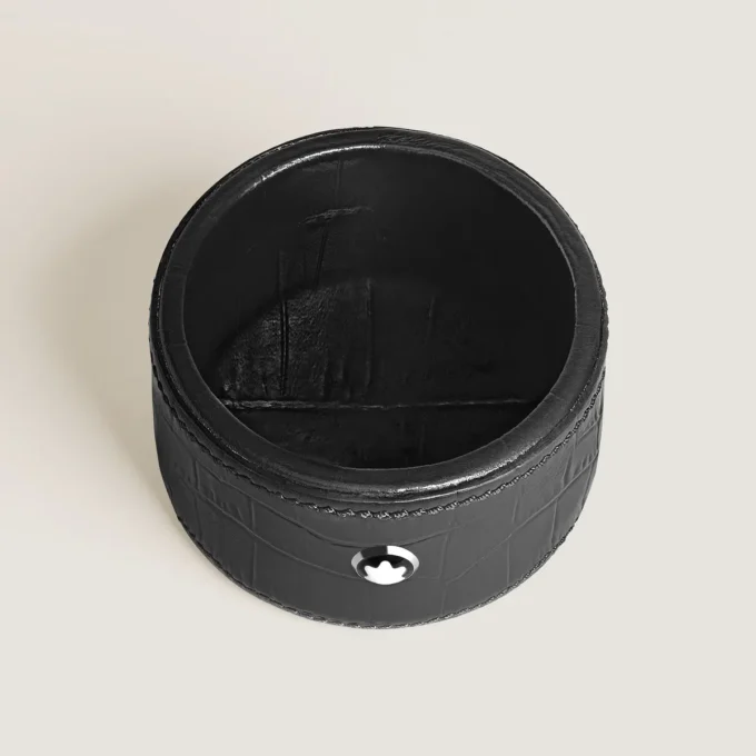 Desk Tray Small, krokodillepræget læder, sort