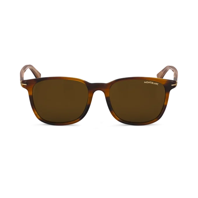 Firkantede solbriller med brunfarvet acetatstel