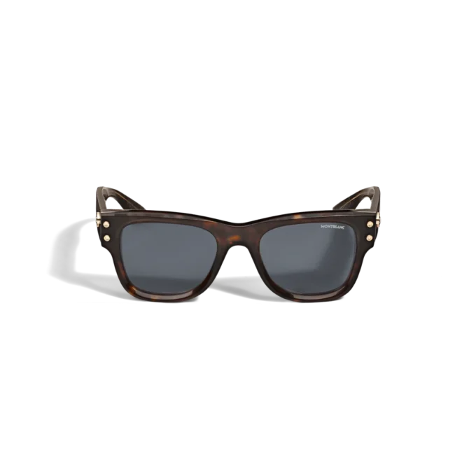 Firkantede solbriller med havanafarvet acetatstel