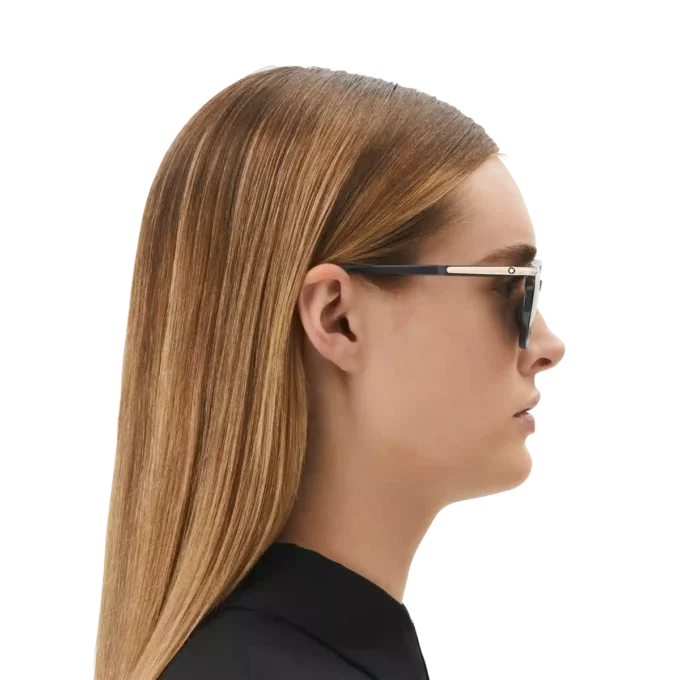 Firkantede solbriller med sort acetatstel