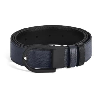 Hestesko 35 mm vendbart bælte i kornet læder