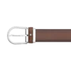 Hestesko-spænde, brun 35 mm læderbælte