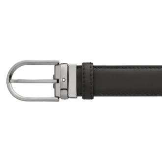 Hestesko-spænde, sort, 35 mm læderbælte