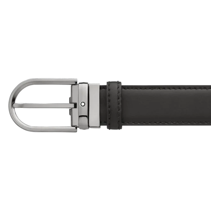 Hestesko-spænde, sort, 35 mm læderbælte