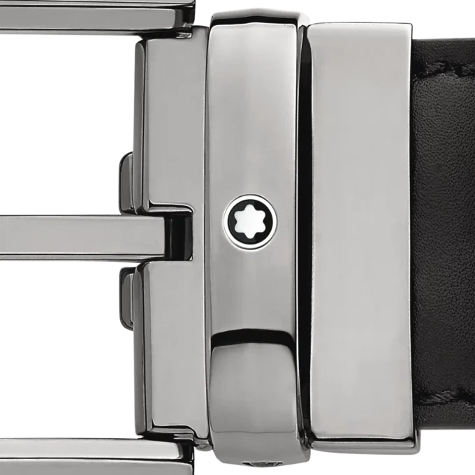 Hestesko-spænde, sort, 35 mm læderbælte