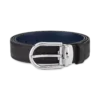 Hestesko-spænde sort/blå 30 mm vendbart læderbælte