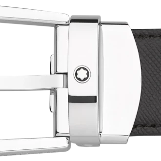 Hestesko-spænde sort/brun 30 mm vendbart læderbælte