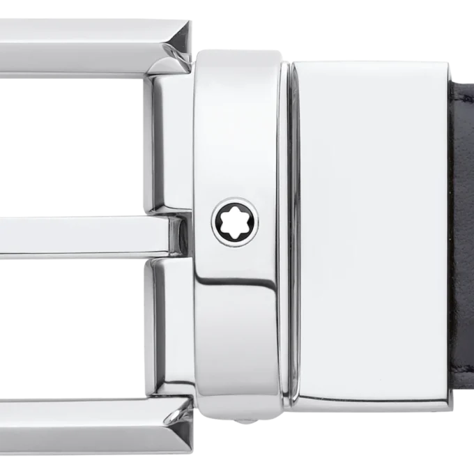 Hestesko-spænde sort/brun 30 mm vendbart læderbælte