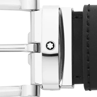 Hestesko-spænde sort/brun 35 mm vendbart læderbælte