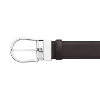 Hestesko-spænde sort/tan 35 mm læderbælte