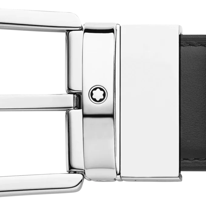 Hestesko-spænde sort/tan 35 mm læderbælte