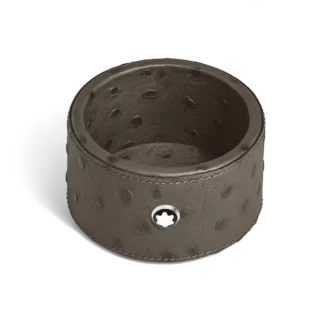 Lille rund skrivebordsbakke i strudselæder