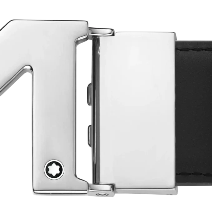 M-spænde, sort 35 mm vendbart læderbælte