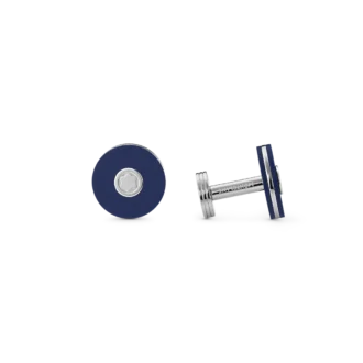 Manchetknapper, runde i rustfrit stål med blå harpiks
