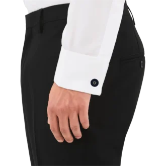 Manchetknapper, runde i rustfrit stål med blå harpiks