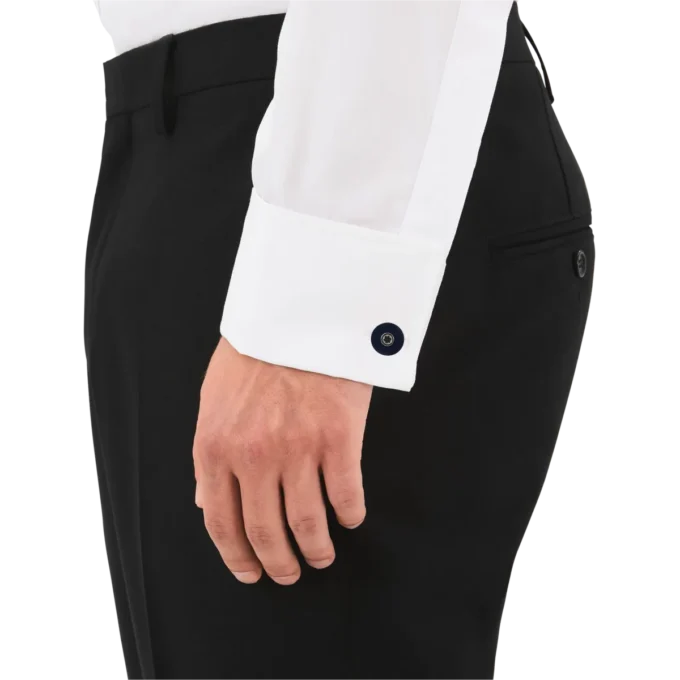 Manchetknapper, runde i rustfrit stål med blå harpiks