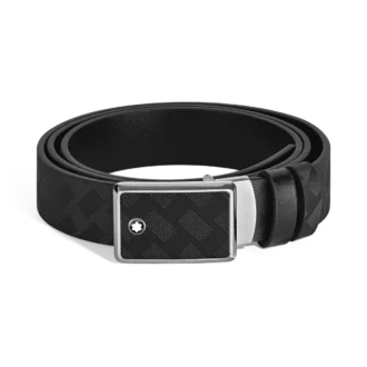 Marquetry Plate 35 mm vendbart bælte i ekstrem læder