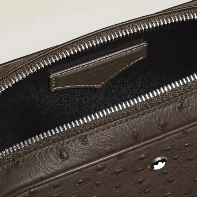 Mini crossbody-taske i trykt strudselæder