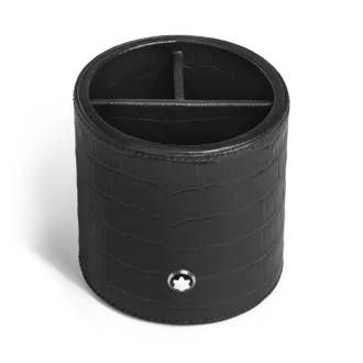 Penholder, krokodillepræget læder, sort