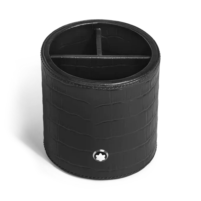 Penholder, krokodillepræget læder, sort