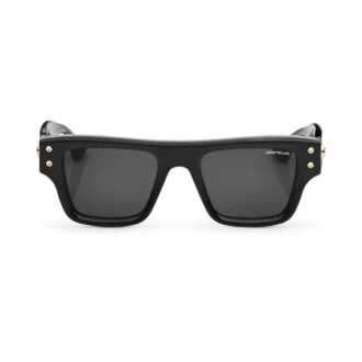 Rektangulære solbriller med sort acetatstel