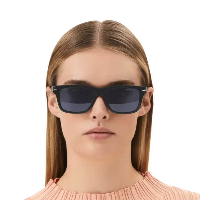 Rektangulære solbriller med sort acetatstel Rektangulære solbriller med sort acetatstel