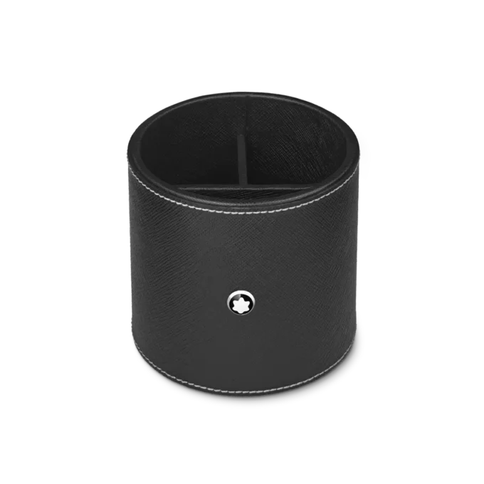 Rund penholder i sort læder