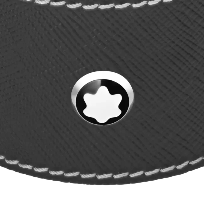 Rund skrivebordsbakke i sort læder (lille)