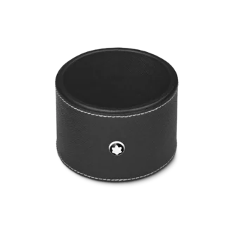 Rund skrivebordsbakke i sort læder (medium)