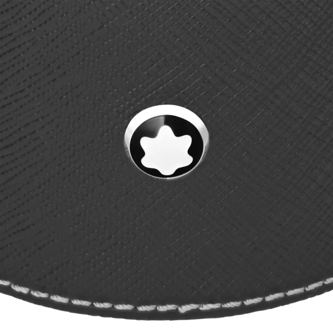 Rund skrivebordsbakke i sort læder (medium)