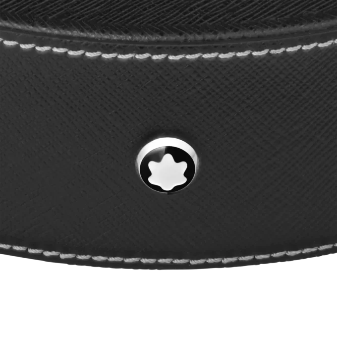 Rund skrivebordsbakke i sort læder (stor)