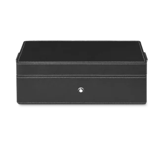 Skrivebordsæske i læder til tre skriveinstrumenter og en blækflaske