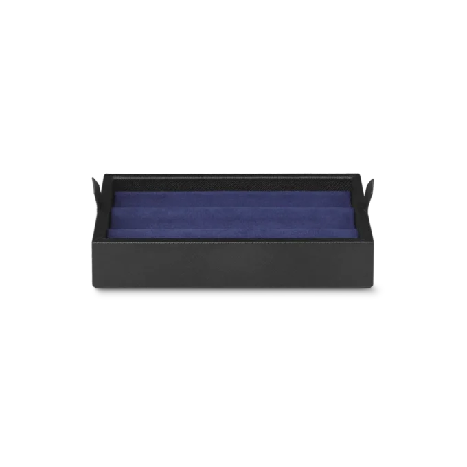 Skrivebordsæske i læder til tre skriveinstrumenter og en blækflaske