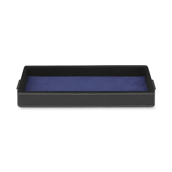 Skrivebordsæske i læder til tre skriveinstrumenter og en blækflaske