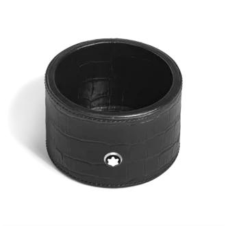 Skrivebordsbakke, medium, krokodillepræget læder, sort