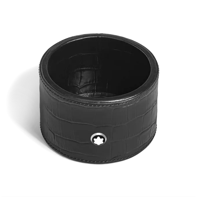 Skrivebordsbakke, medium, krokodillepræget læder, sort