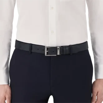 Sort 35 mm læderbælte