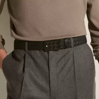 Sort 35 mm læderbælte