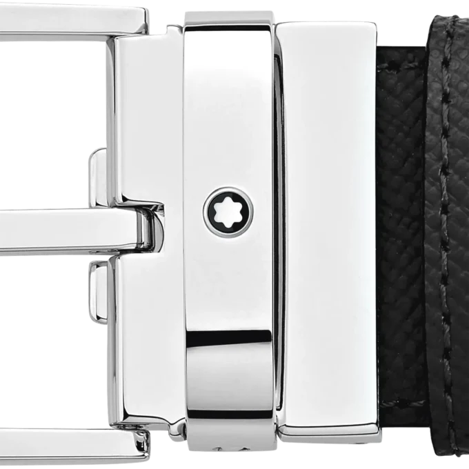 Sort/blåt 35 mm vendbart læderbælte