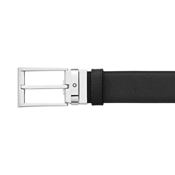 Sort/blåt 35 mm vendbart læderbælte