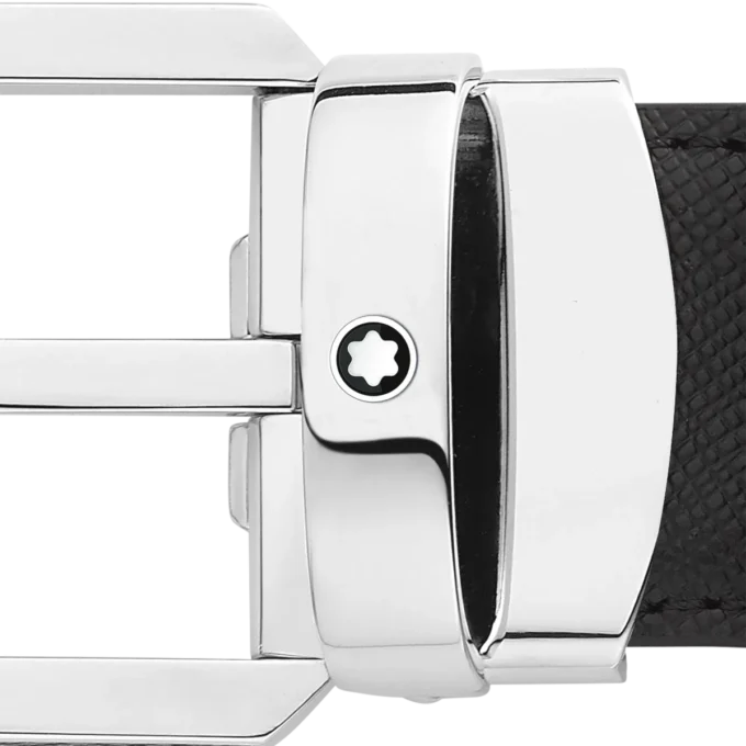 Sort/brunt 30 mm vendbart læderbælte