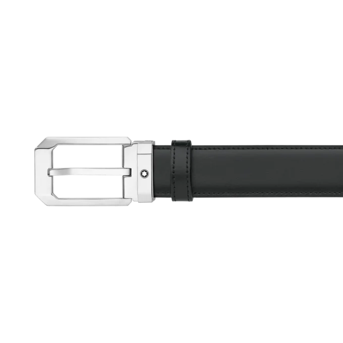 Sort/brunt 30 mm vendbart læderbælte